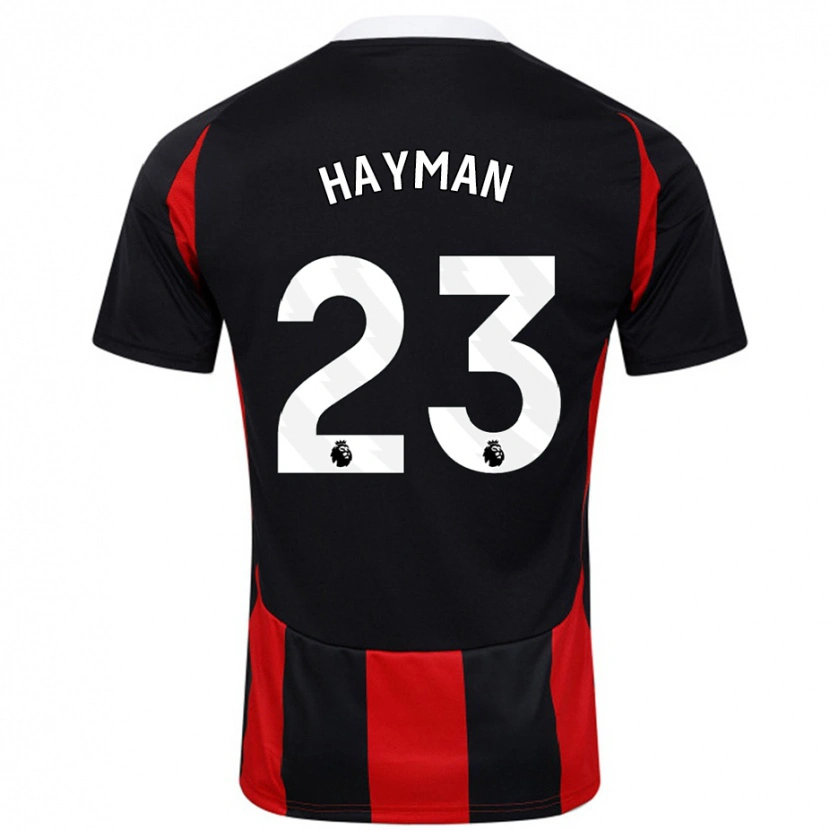 Danxen Børn Alex Hayman #23 Sort Rød Udebane Spillertrøjer 2024/25 Trøje T-Shirt
