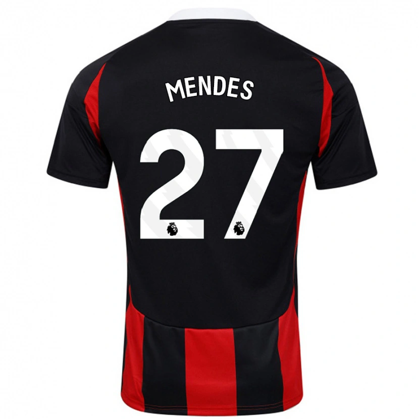 Danxen Børn Megalie Mendes #27 Sort Rød Udebane Spillertrøjer 2024/25 Trøje T-Shirt