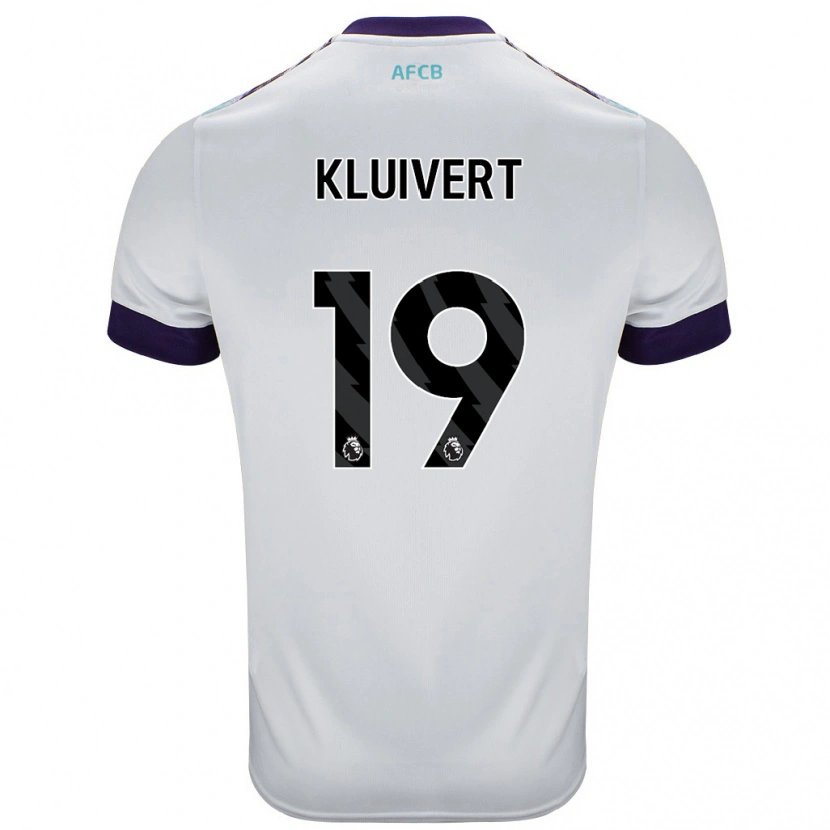 Danxen Børn Justin Kluivert #19 Hvid Grøn Lilla Udebane Spillertrøjer 2024/25 Trøje T-Shirt
