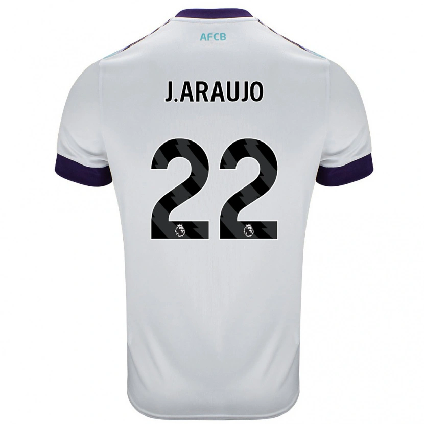Danxen Børn Julián Araujo #28 Hvid Grøn Lilla Udebane Spillertrøjer 2024/25 Trøje T-Shirt