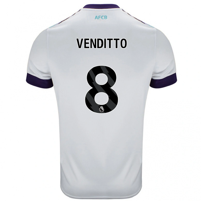 Danxen Børn Olivia Venditto #8 Hvid Grøn Lilla Udebane Spillertrøjer 2024/25 Trøje T-Shirt