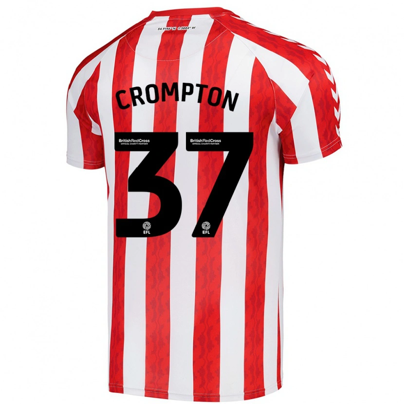 Danxen Mænd Ben Crompton #37 Rød Hvid Hjemmebane Spillertrøjer 2024/25 Trøje T-Shirt