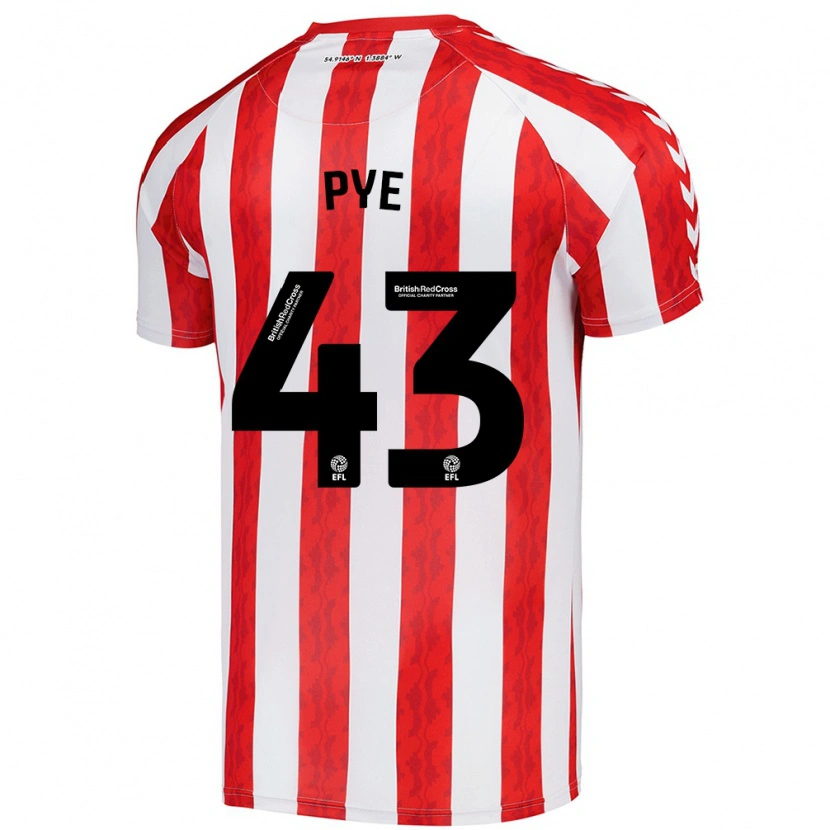 Danxen Mænd Connor Pye #43 Rød Hvid Hjemmebane Spillertrøjer 2024/25 Trøje T-Shirt