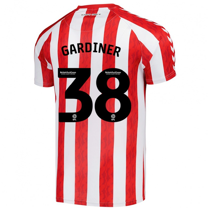 Danxen Mænd Harry Gardiner #38 Rød Hvid Hjemmebane Spillertrøjer 2024/25 Trøje T-Shirt