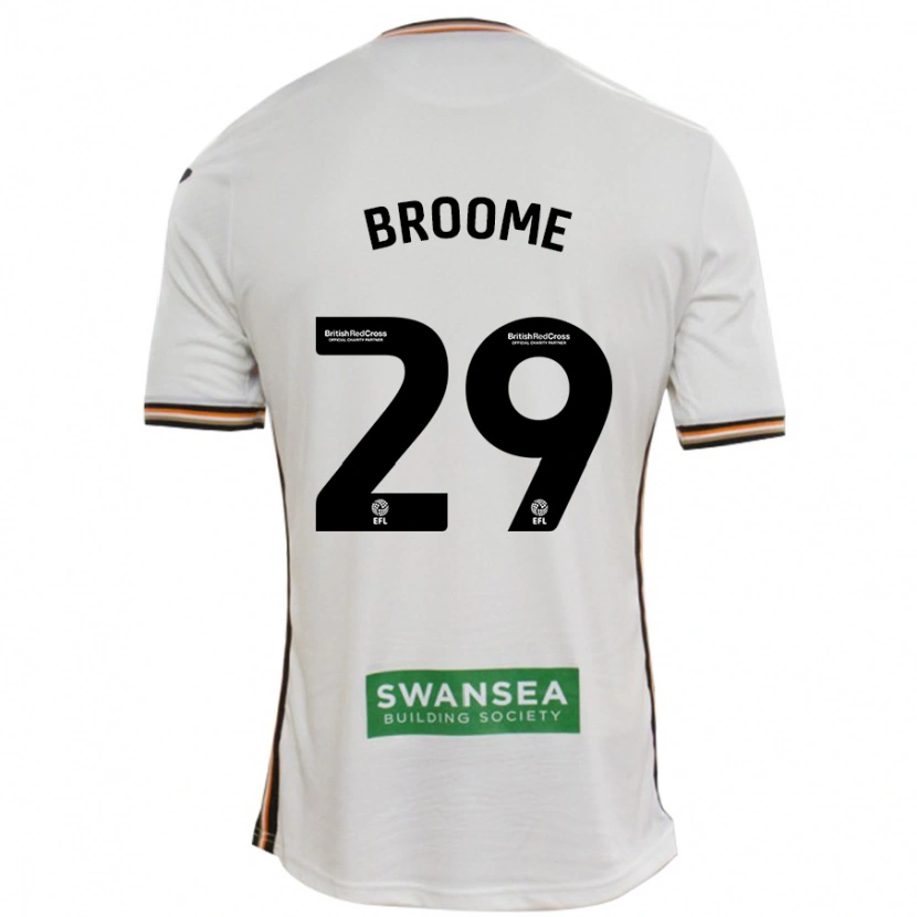 Danxen Mænd Nathan Broome #29 Hvid Hjemmebane Spillertrøjer 2024/25 Trøje T-Shirt