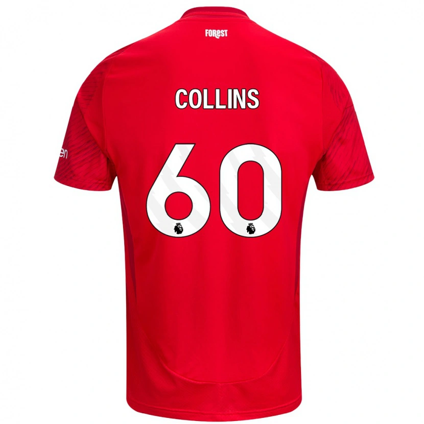 Danxen Mænd Sam Collins #60 Rød Hvid Hjemmebane Spillertrøjer 2024/25 Trøje T-Shirt