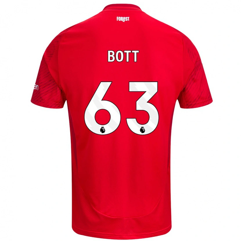 Danxen Mænd Aaron Bott #63 Rød Hvid Hjemmebane Spillertrøjer 2024/25 Trøje T-Shirt