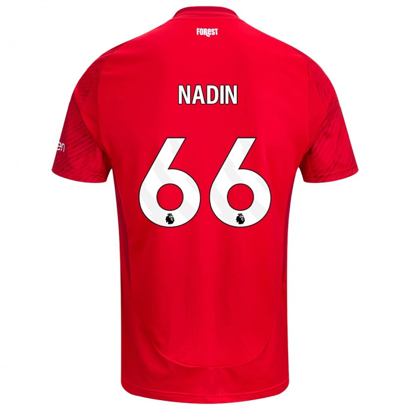 Danxen Mænd Jack Nadin #66 Rød Hvid Hjemmebane Spillertrøjer 2024/25 Trøje T-Shirt