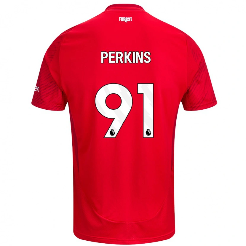 Danxen Mænd Jack Perkins #91 Rød Hvid Hjemmebane Spillertrøjer 2024/25 Trøje T-Shirt