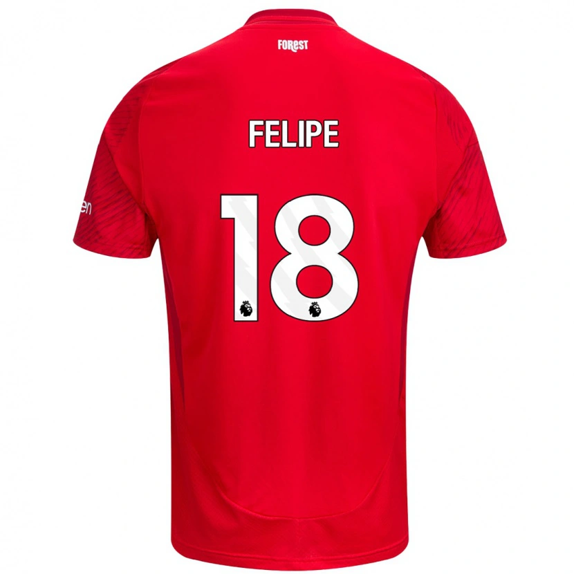 Danxen Mænd Felipe #18 Rød Hvid Hjemmebane Spillertrøjer 2024/25 Trøje T-Shirt