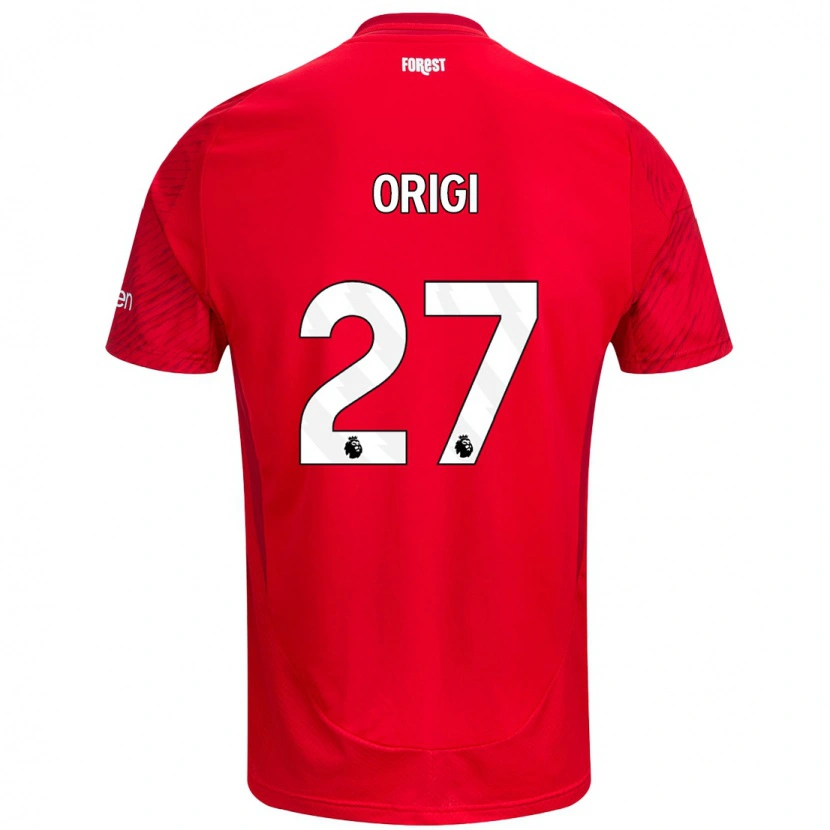 Danxen Mænd Divock Origi #27 Rød Hvid Hjemmebane Spillertrøjer 2024/25 Trøje T-Shirt