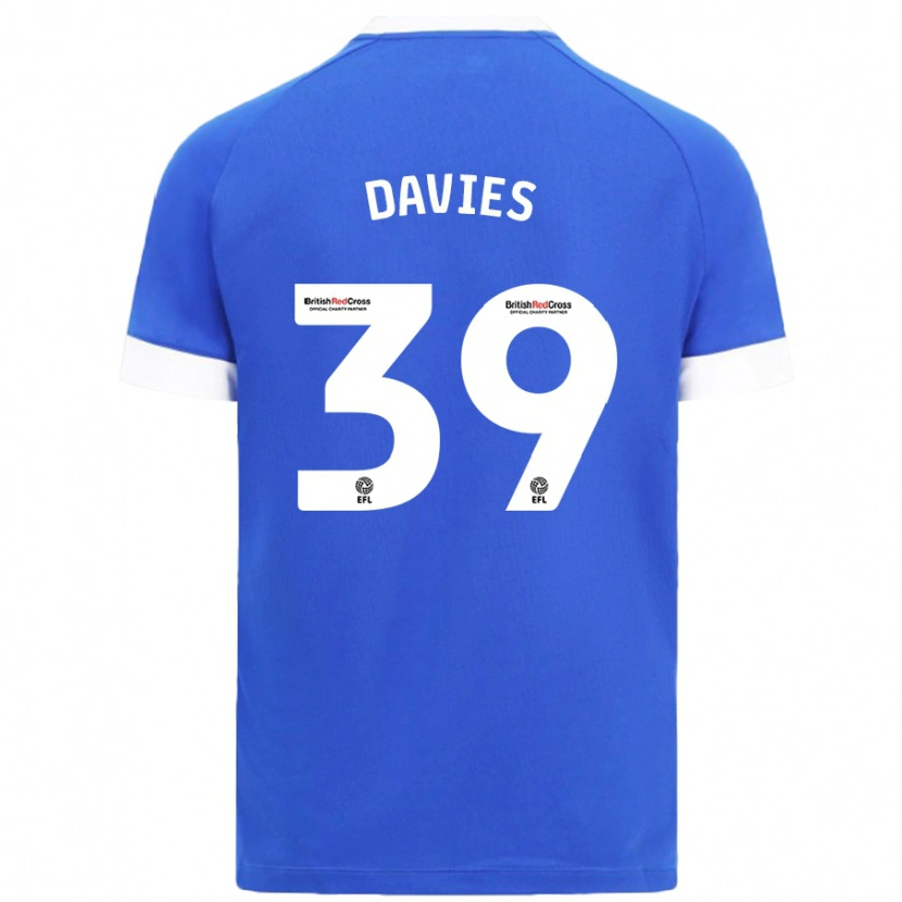 Danxen Mænd Isaak Davies #39 Himmelblå Hjemmebane Spillertrøjer 2024/25 Trøje T-Shirt