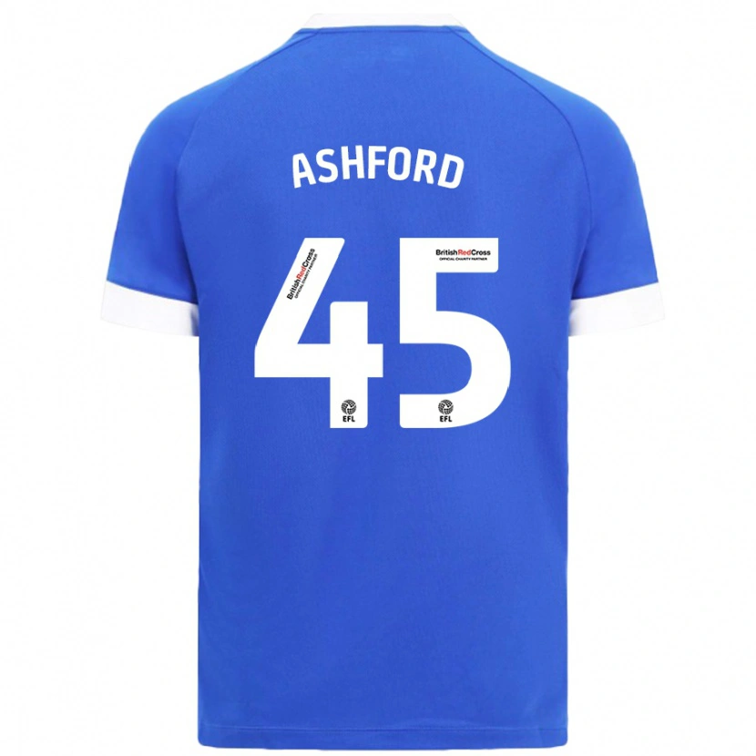 Danxen Mænd Cian Ashford #45 Himmelblå Hjemmebane Spillertrøjer 2024/25 Trøje T-Shirt
