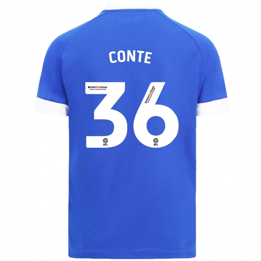 Danxen Mænd Raheem Conte #36 Himmelblå Hjemmebane Spillertrøjer 2024/25 Trøje T-Shirt