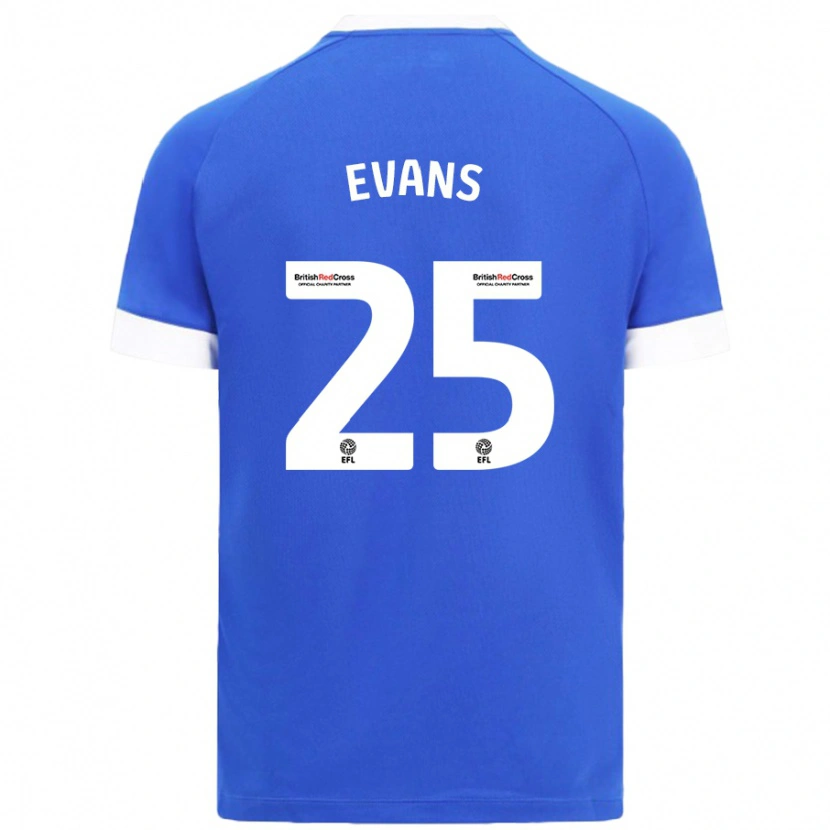 Danxen Mænd Kieron Evans #25 Himmelblå Hjemmebane Spillertrøjer 2024/25 Trøje T-Shirt