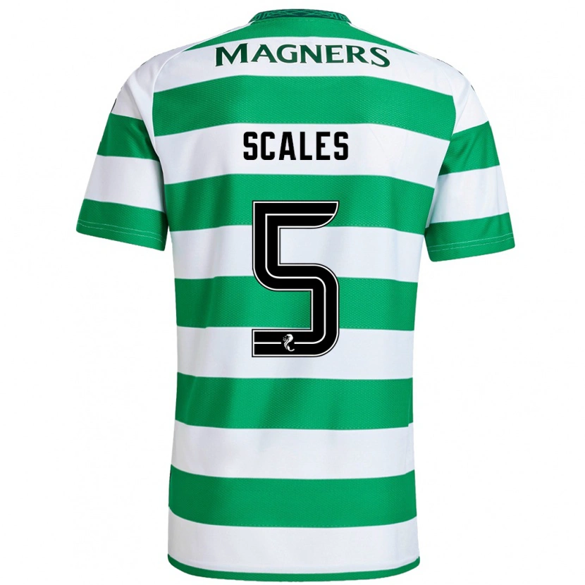 Danxen Mænd Liam Scales #5 Grøn Hvid Hjemmebane Spillertrøjer 2024/25 Trøje T-Shirt