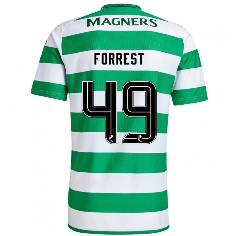 Danxen Mænd James Forrest #49 Grøn Hvid Hjemmebane Spillertrøjer 2024/25 Trøje T-Shirt