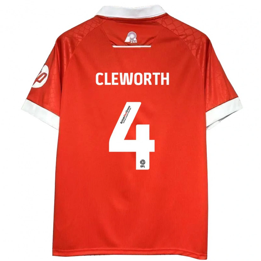 Danxen Mænd Max Cleworth #4 Rød Hvid Hjemmebane Spillertrøjer 2024/25 Trøje T-Shirt