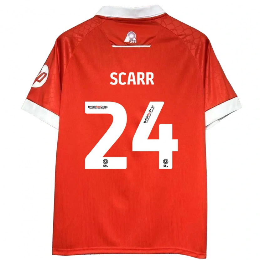 Danxen Mænd Dan Scarr #24 Rød Hvid Hjemmebane Spillertrøjer 2024/25 Trøje T-Shirt