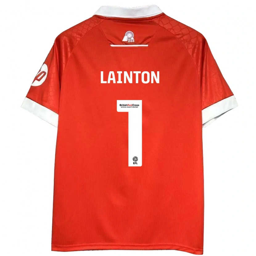 Danxen Mænd Rob Lainton #1 Rød Hvid Hjemmebane Spillertrøjer 2024/25 Trøje T-Shirt