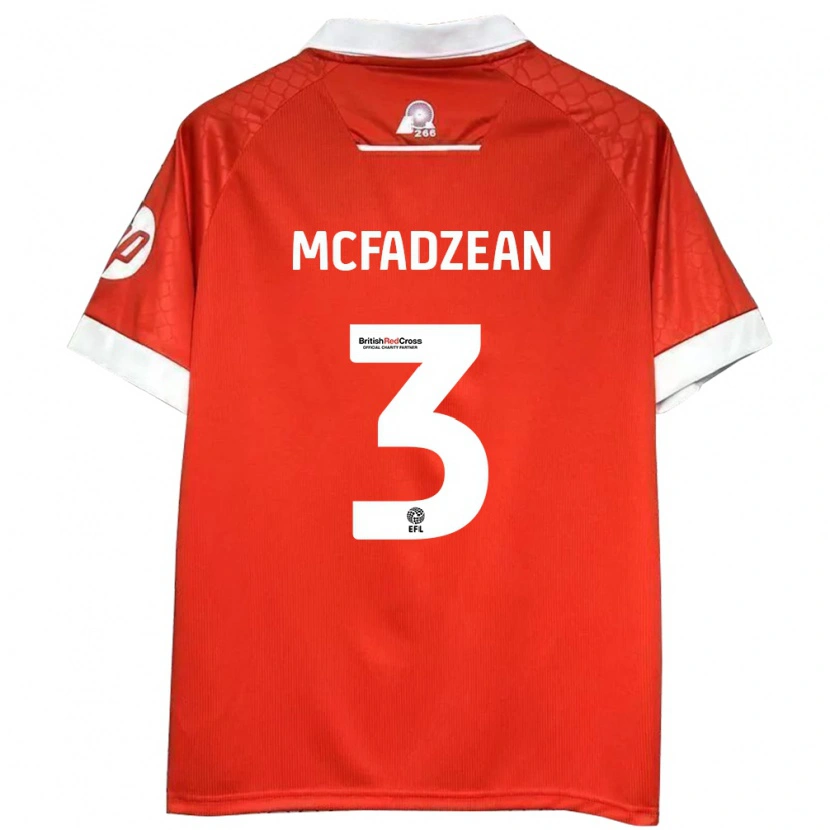Danxen Mænd Callum Mcfadzean #3 Rød Hvid Hjemmebane Spillertrøjer 2024/25 Trøje T-Shirt