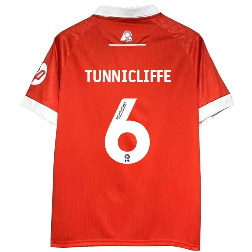 Danxen Mænd Jordan Tunnicliffe #6 Rød Hvid Hjemmebane Spillertrøjer 2024/25 Trøje T-Shirt