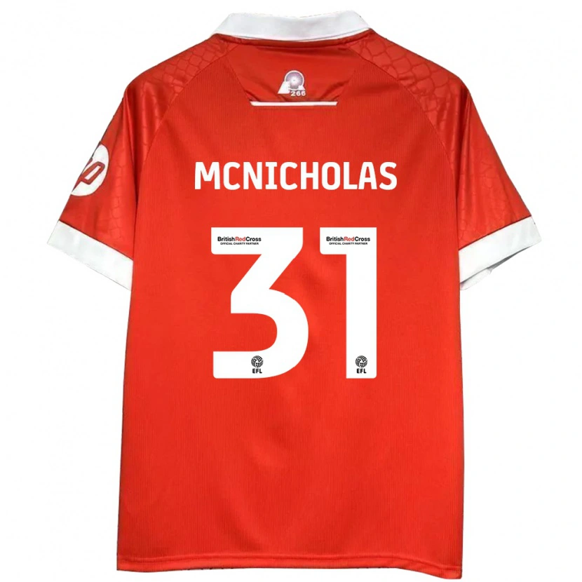 Danxen Mænd Luke Mcnicholas #31 Rød Hvid Hjemmebane Spillertrøjer 2024/25 Trøje T-Shirt