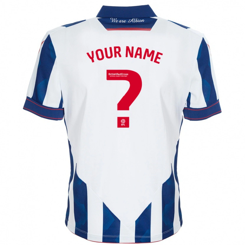 Danxen Mænd Dit Navn #0 Hvid Mørkeblå Hjemmebane Spillertrøjer 2024/25 Trøje T-Shirt