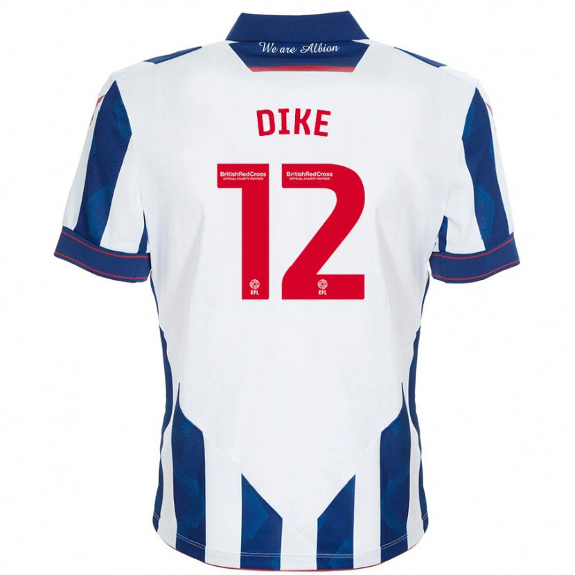 Danxen Mænd Daryl Dike #12 Hvid Mørkeblå Hjemmebane Spillertrøjer 2024/25 Trøje T-Shirt