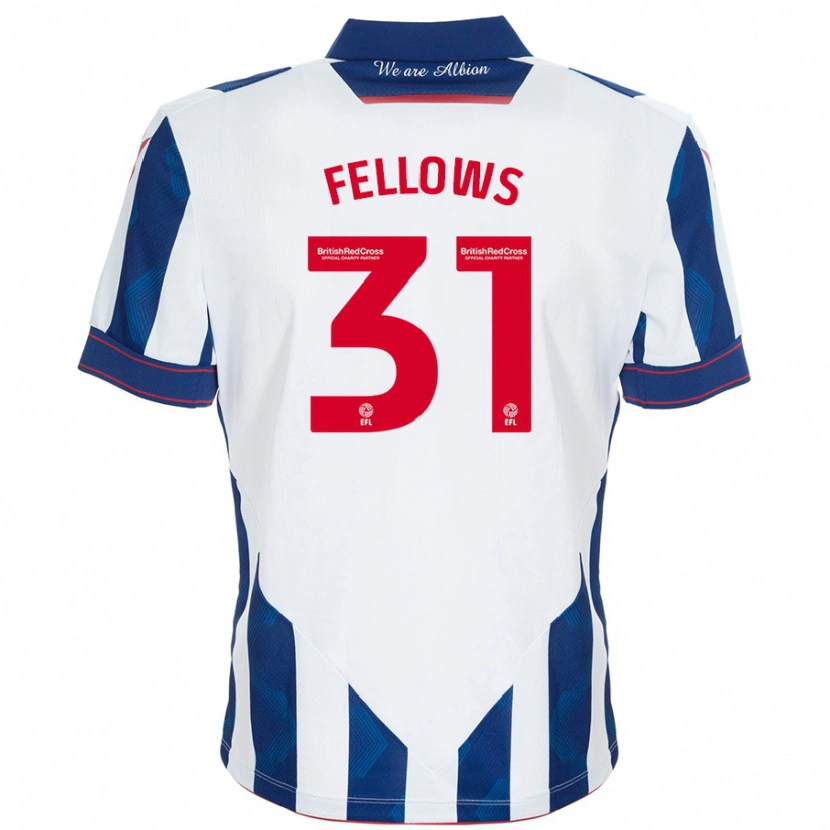 Danxen Mænd Tom Fellows #31 Hvid Mørkeblå Hjemmebane Spillertrøjer 2024/25 Trøje T-Shirt