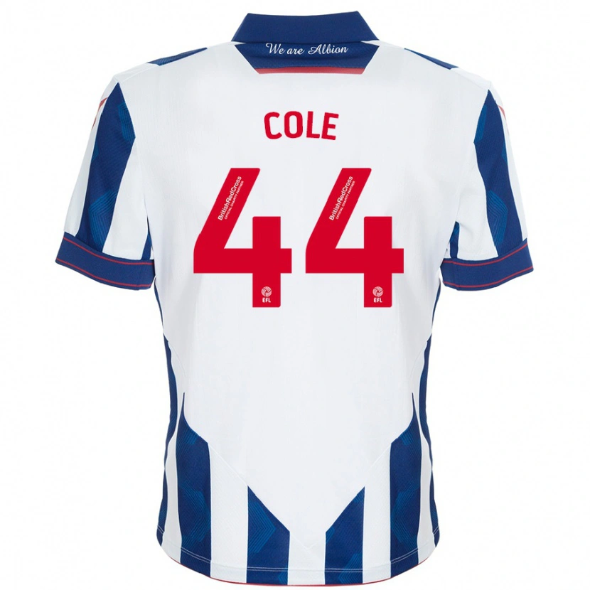 Danxen Mænd Devante Cole #44 Hvid Mørkeblå Hjemmebane Spillertrøjer 2024/25 Trøje T-Shirt