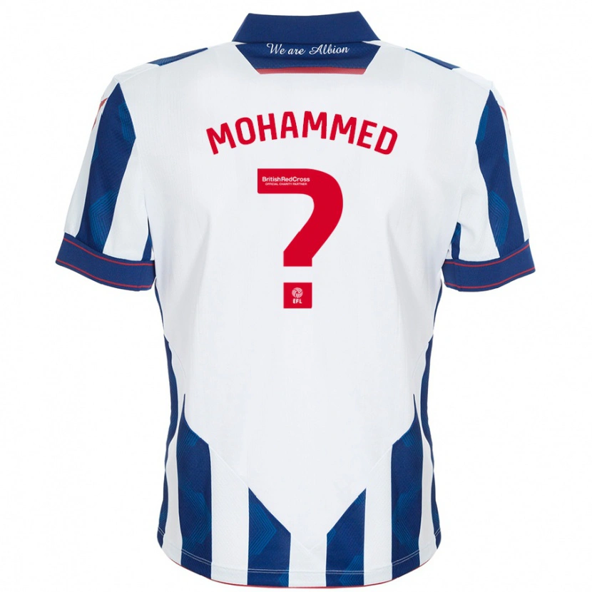 Danxen Mænd Jamal Mohammed #0 Hvid Mørkeblå Hjemmebane Spillertrøjer 2024/25 Trøje T-Shirt