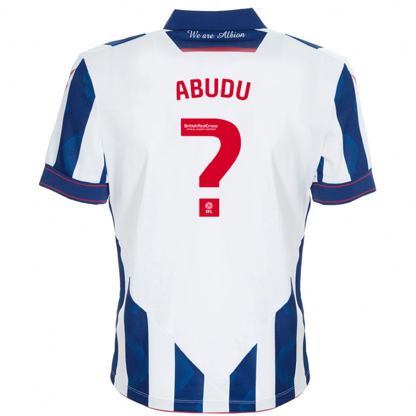 Danxen Mænd Abdul Abudu #0 Hvid Mørkeblå Hjemmebane Spillertrøjer 2024/25 Trøje T-Shirt