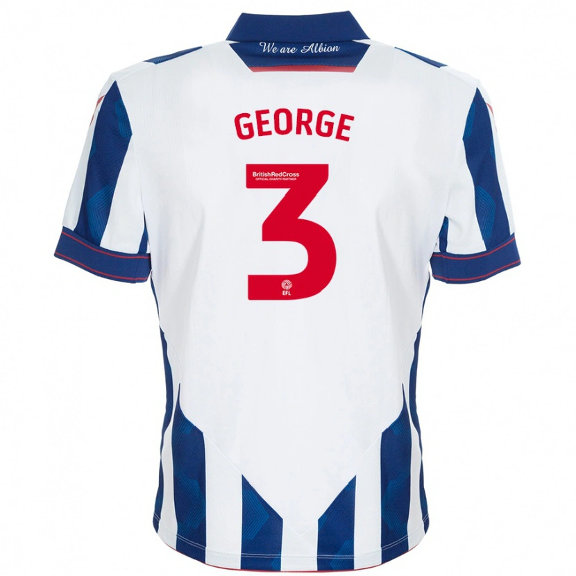 Danxen Mænd Hannah George #3 Hvid Mørkeblå Hjemmebane Spillertrøjer 2024/25 Trøje T-Shirt