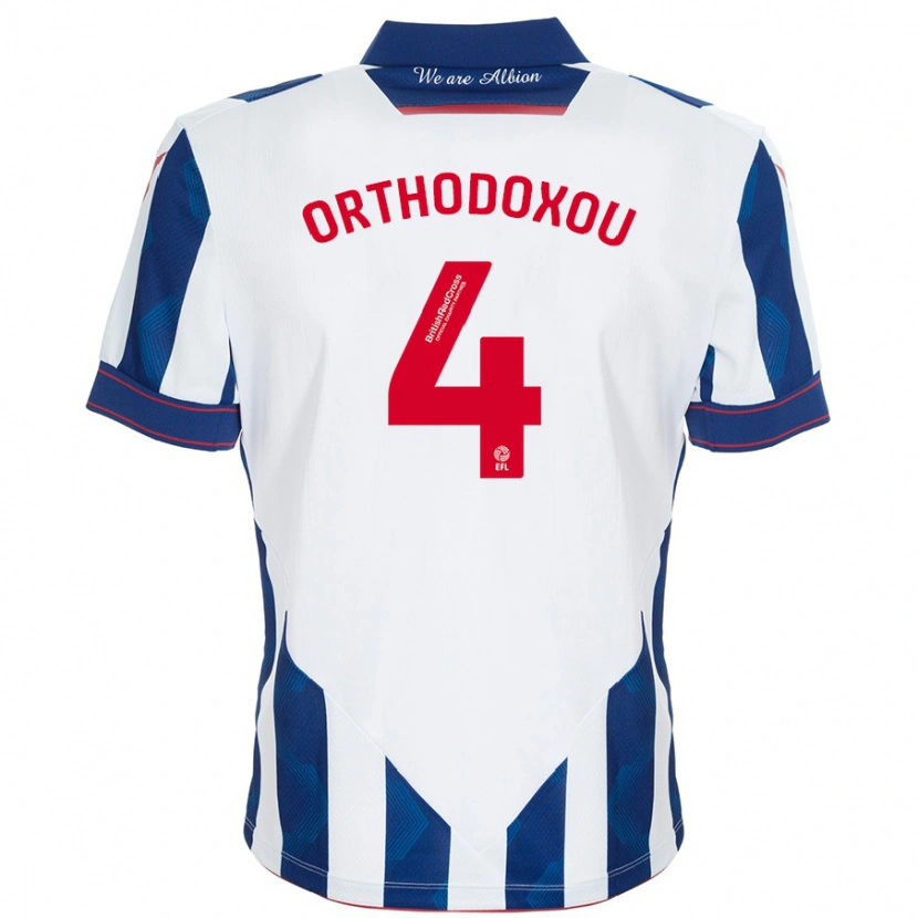 Danxen Mænd Francesca Orthodoxou #4 Hvid Mørkeblå Hjemmebane Spillertrøjer 2024/25 Trøje T-Shirt