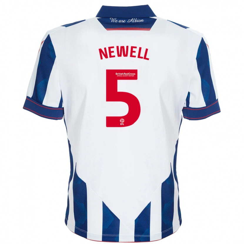 Danxen Mænd Lucy Newell #5 Hvid Mørkeblå Hjemmebane Spillertrøjer 2024/25 Trøje T-Shirt