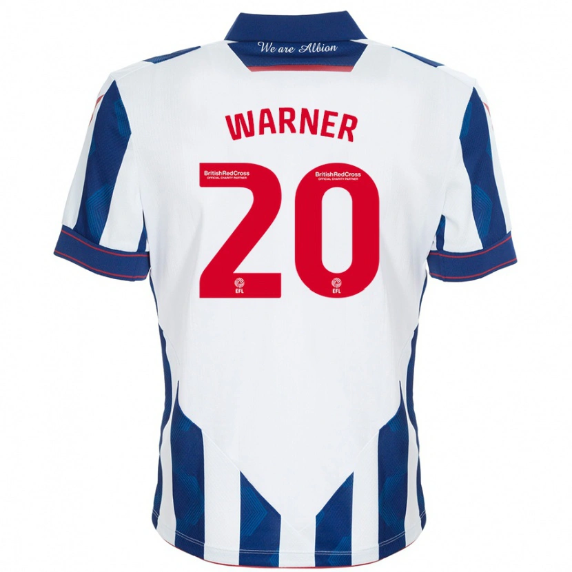 Danxen Mænd Phoebe Warner #20 Hvid Mørkeblå Hjemmebane Spillertrøjer 2024/25 Trøje T-Shirt