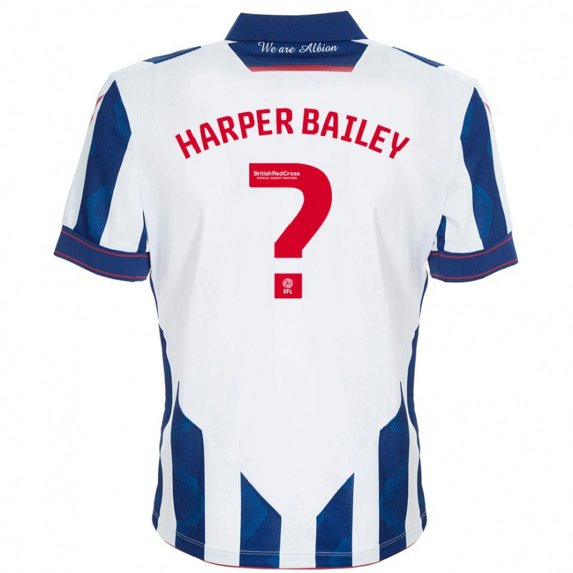 Danxen Mænd Aaron Harper-Bailey #0 Hvid Mørkeblå Hjemmebane Spillertrøjer 2024/25 Trøje T-Shirt