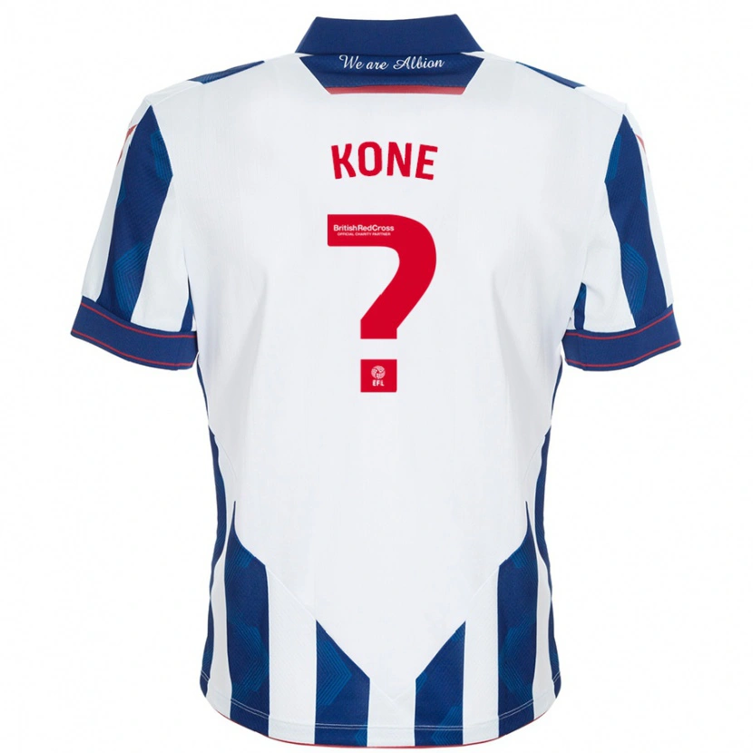 Danxen Mænd Cheick Kone #0 Hvid Mørkeblå Hjemmebane Spillertrøjer 2024/25 Trøje T-Shirt
