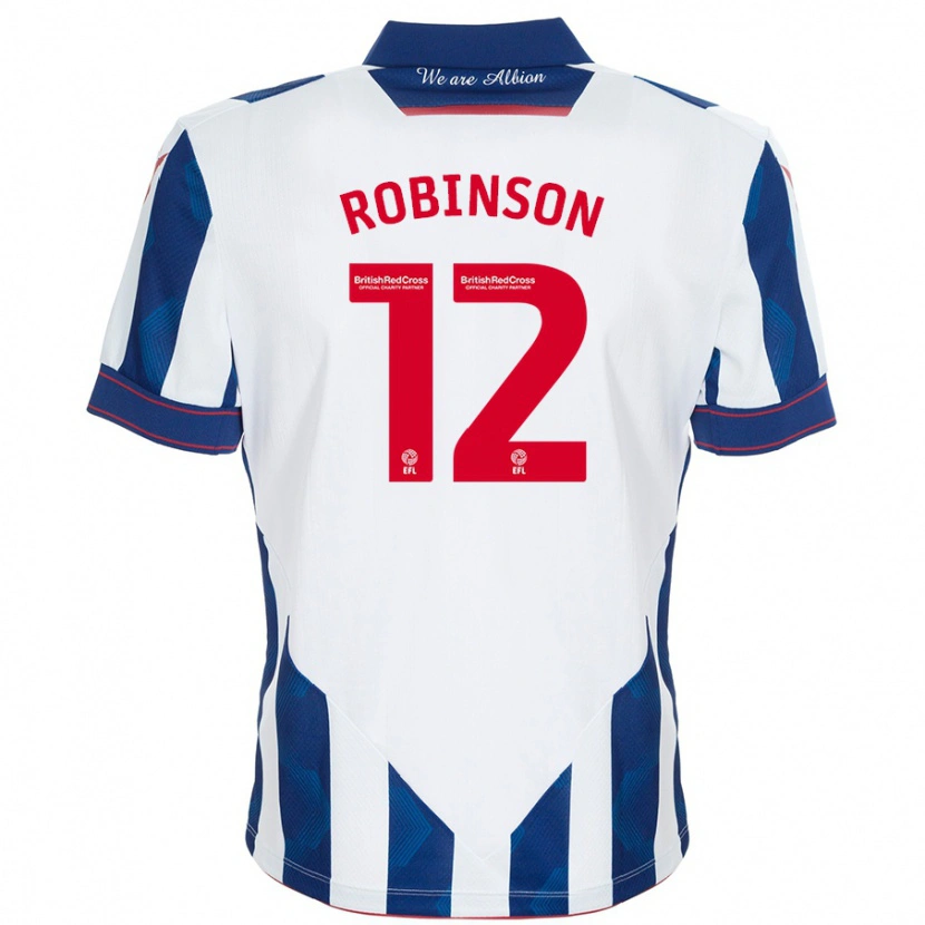 Danxen Mænd Leanne Robinson #12 Hvid Mørkeblå Hjemmebane Spillertrøjer 2024/25 Trøje T-Shirt