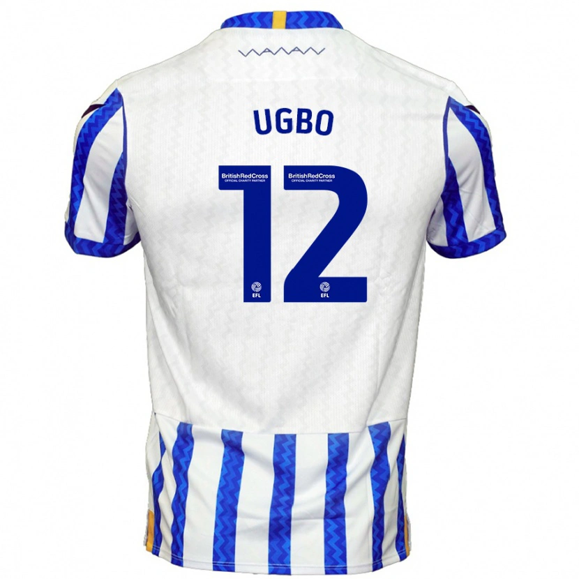 Danxen Mænd Iké Ugbo #12 Blå Hvid Hjemmebane Spillertrøjer 2024/25 Trøje T-Shirt