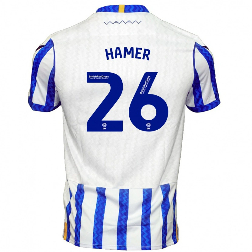Danxen Mænd Ben Hamer #26 Blå Hvid Hjemmebane Spillertrøjer 2024/25 Trøje T-Shirt