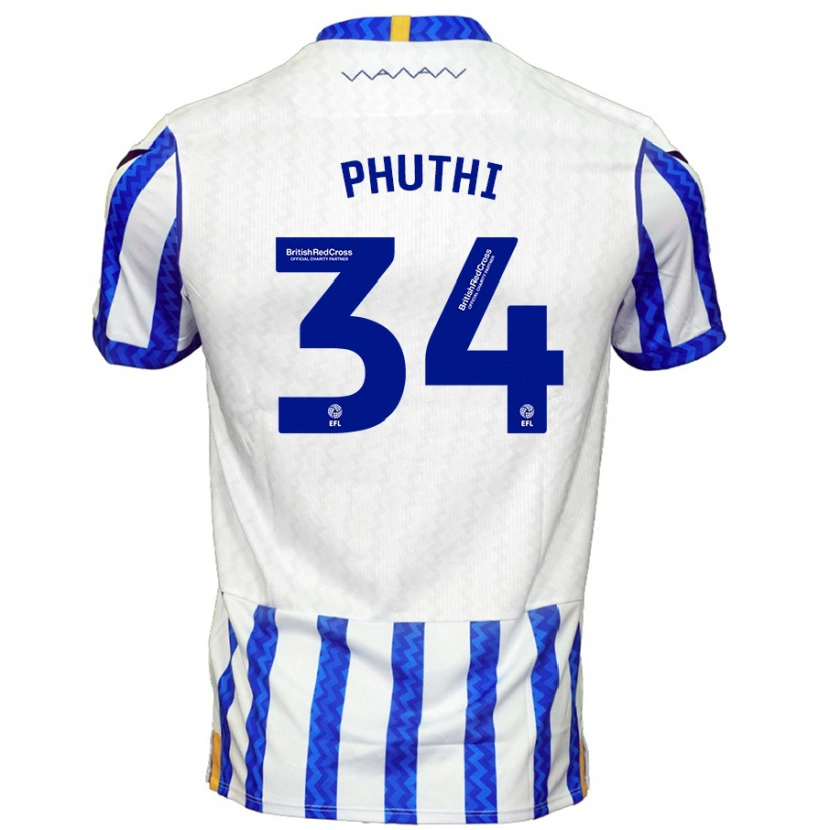 Danxen Mænd Joey Phuthi #34 Blå Hvid Hjemmebane Spillertrøjer 2024/25 Trøje T-Shirt