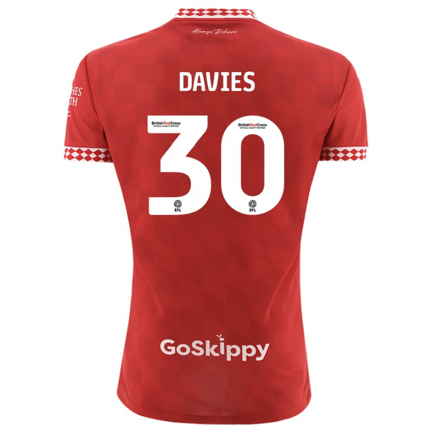 Danxen Mænd Yasmin Davies #30 Rød Hjemmebane Spillertrøjer 2024/25 Trøje T-Shirt