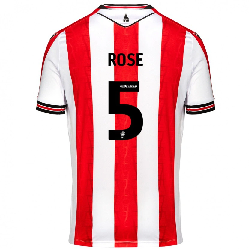 Danxen Mænd Michael Rose #5 Rød Hvid Hjemmebane Spillertrøjer 2024/25 Trøje T-Shirt