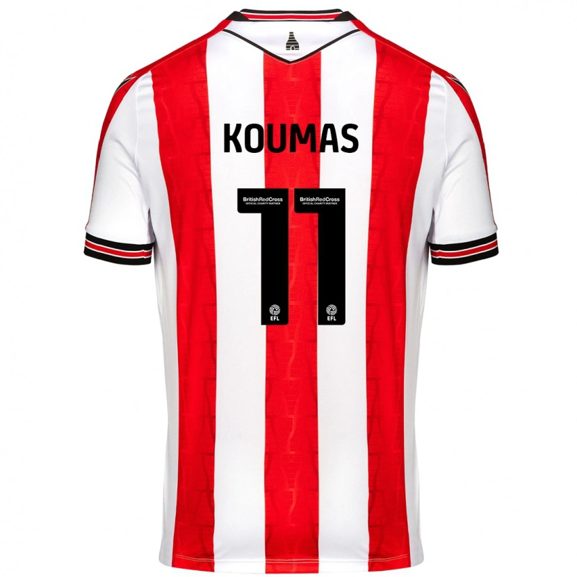 Danxen Mænd Lewis Koumas #11 Rød Hvid Hjemmebane Spillertrøjer 2024/25 Trøje T-Shirt