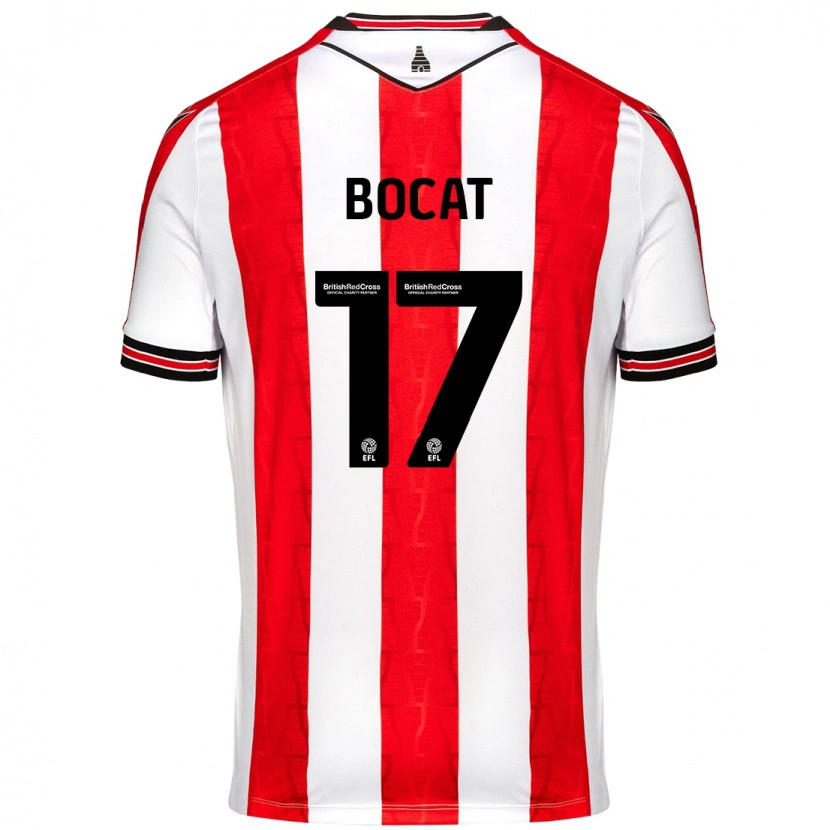 Danxen Mænd Eric-Junior Bocat #17 Rød Hvid Hjemmebane Spillertrøjer 2024/25 Trøje T-Shirt