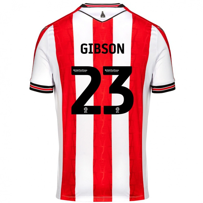Danxen Mænd Ben Gibson #23 Rød Hvid Hjemmebane Spillertrøjer 2024/25 Trøje T-Shirt