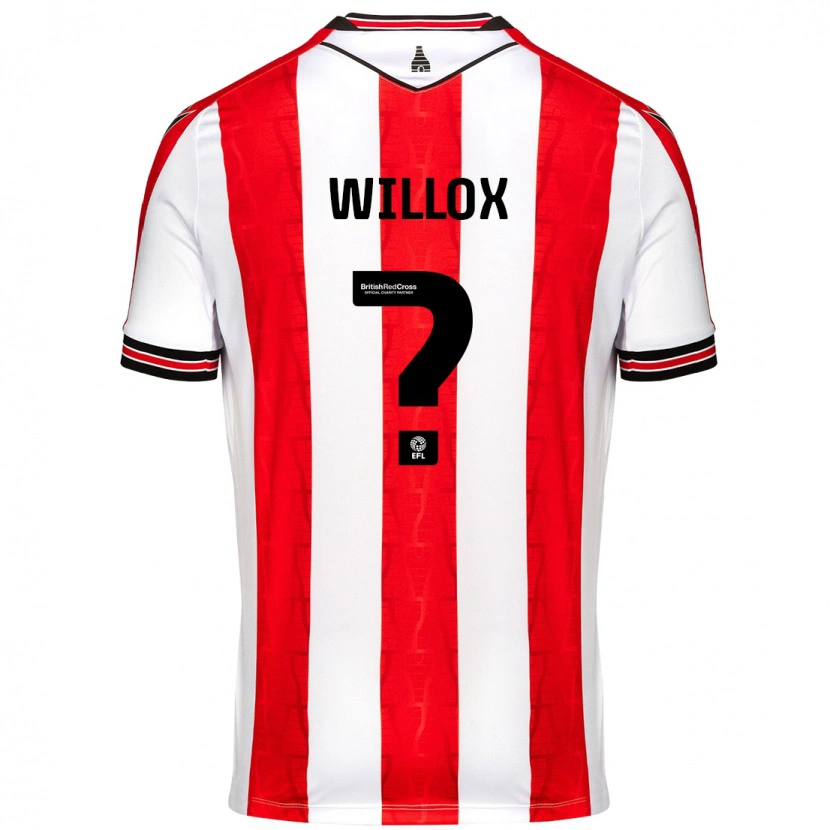 Danxen Mænd Kieron Willox #0 Rød Hvid Hjemmebane Spillertrøjer 2024/25 Trøje T-Shirt