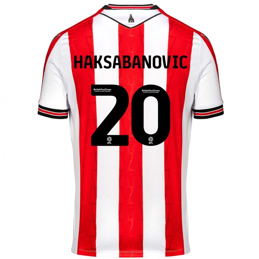 Danxen Mænd Sead Hakšabanović #20 Rød Hvid Hjemmebane Spillertrøjer 2024/25 Trøje T-Shirt